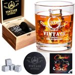 Tecanne 18th Birthday Gifts for Boys, Vintage 2006 Whiskey Glass Set - 18 Years Anniversary, Bday Gifts Ideas for Him, Boyfriend, Friends - Wood Box & Whiskey Stones & Coaster