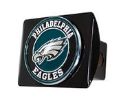 Philadelphia Eagles NFL Black Metal Hitch Cover with 3D Colored Team Logo by FANMATS - Unique Round Molded Design – Easy Installation on Truck, SUV, Car - Ideal Gift for Die Hard Football Fan