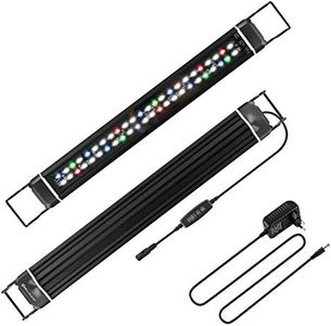 BELLALICHT LED Minuterie Lampe d'aquarium, Rampe LED Aquarium RGBW Lumière avec Gradateur intégré, Dimmable 10 niveaux de luminosité IP66 étanche Éclairage pour Aquariophilie
