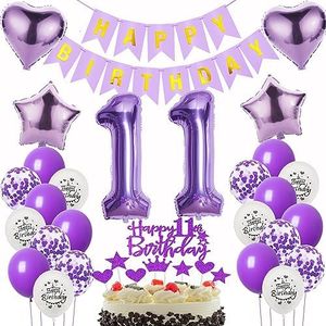Décoration 11 ans anniversaire fille violet,Décoration anniversaire 11 ans fille violet Ballons 11 anniversaire violet,11 ans Ballon Decoration fille,violet Decoration gâteau 11 anniversaire fille
