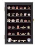 Medals Display Case,Challenge Coin Display Wall Mount,Military Challenge Coin Display Shadow Box,Shadow Box Frame with Removable Shelves,PokerChipsCoinHolder,SolidWood MedalDisplay CaseShadowBox,