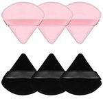 Pimoys 6 Pieces Powder Puff Face Makeup Sponge Soft Velour Triangle Powder Puffs for Loose Powder Body Powder Cosmetic Foundation Beauty Sponge, Stocking Stuffers Gift for Women (Black, Pink)