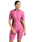 Speedo Women's Essential Panel Kneesuit Swimwear - Hotmauve & Black