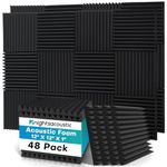 Knightsacoustic 48 Pack Acoustic Foam Panels, 1" X 12" X 12" Sound Proofing Panels Wedges High Density Fireproof Absorbing for Recording Studios Wall Offices