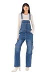 Nina Carter Women's Dungarees Jeans Boyfriend Denim Overall Jumpsuit Used Look Summer Overall, Medium Blue (S560-3), S