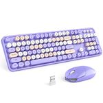 KNOWSQT Wireless Keyboard and Mouse Combo Purple - 2.4G Colorful Typewriter Less Noise Full Size Keyboard USB Receiver Plug and Play for Computer PC