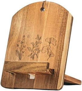 ULLAHOLM Wooden Cookbook Stand for Kitchen Counter - Reversible Recipe Book Holder with Cooking Measurement Conversion Card - Gift-Ready Adjustable Tablet Cookbook Holder Stand - 11"x8.2"