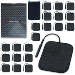 Reusable Electrode Pads for TENS Pro EMS Unit, Premium Replacement Square Pads with Plastic Holder, Set of 10 Pairs, Black