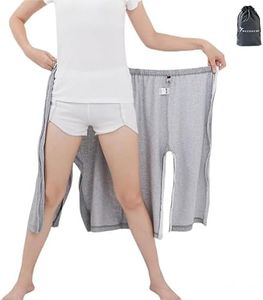 WEEOATAR Patient Care Trousers, Full Open Down Post Surgery Tear Away Pants, Grey, X-Large