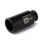 CASOMAN 1/2" Drive x 30 mm Deep 12 PT Impact Socket, CR-MO, 1/2-inch Drive 12 Point Axle Nut Socket for Easy Removal of Axle Shaft Nuts (30MM)