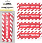 Emergency Shut Off Sign (Large) | Emergency Stop Stickers | Shut Off Valve Sign for Powered Machinery and Equipment - Heavy-Duty, Weatherproof, Ultra Durable – USA Made (6x2 inch), 4 Labels