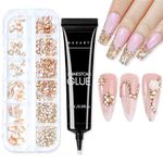 Makartt Nail Rhinestone Glue Gel Kit, 15g Super Adhesive Nail Gel with Nail Crystal Rhinestone, Nail Glue Gel Kit for Rhinestones Crystal Stones Jewels