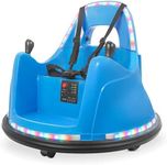 Kidzone Smart Bumper Car for Toddler & Kids 1.5-6 Years Old, 12V 2-Speeds Electric Ride On Bumping Toy Gifts W/Remote Control, APP Control, LED Lights, Bluetooth, 360°Spin and DIY Sticker, Blue