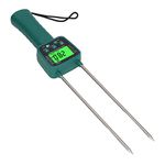 Grain Moisture Meter, Hay and Straw Moisture Probe, Digital Plant Moisture Tester for 14 Crops, Wheat Corn Soybean Humidity Analyzer with Voice Broadcast, LCD Display