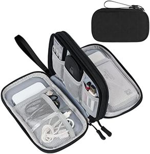 FYY Electronic Organizer, Travel Cable Organizer Bag Pouch Electronic Accessories Carry Case Portable Waterproof Double Layers All-in-One Storage Bag for Cable, Cord, Charger, Phone,-Pattern Black(M)