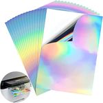 HASTHIP® Printable Laser Printing Paper 8.5''*11'' Holographic Sheet Sticker Self-Adhesive Sticker Paper Waterproof HD Printing Paper Vinyl Paper for Ink Jet Printer, 20 Sheet