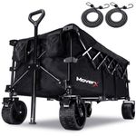 MoverX 300L Festival Trolley on Wheels, Folding Wagon, Portable Camping Cart, Collapsible Foldable Trolly for Beach Outdoor Garden Picnic Shopping Fishing, Wide Wheels, Adjustable Handl, Black