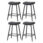 AINPECCA Bar Stools Set of 4-Faux Leather Grey Barstools with Black Metal Legs, Kitchen Island Stools, High Bar Chairs for Island Counter, Pub, Bistro