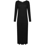 STAR FASHION Women’s Long Sleeve Maxi Dress Stretchy Ladies Plain Jersey Round Neck Casual Style Plus Size UK 8-26 Black 24-26