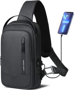 hk Sacoche Homme Sac de Poitrine Imperméable Léger avec Port de Chargement USB Sacoche Bandoulière Noire Sac Bandouliere pour iPad 11.3 Pouces (Noir)