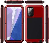 Marrkey for Galaxy Note 20 Case,Rugged Heavy Duty Shockproof [Tough Armour] Alloy Metal Military Case with Silicone Dual Layer Frame for Samsung Galaxy Note 20 6.7" - Red