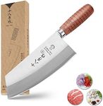 SHI BA ZI ZUO Chinese Cleaver Meat Bone Chopper Chef Knife 7 Inch 80Cr Core Stainless Steel with Rosewood Handle