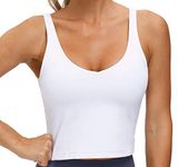 Women’s Longline Sports Bra Wirefree Padded Medium Support Yoga Bras Gym Running Workout Tank Tops - White - L