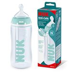 NUK First Choice+ Anti Colic Professional Baby Bottle | 0-6 Months | Temperature Control | 300 ml | BPA-Free | Silicone Teat | Blue