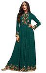 RUDRAPRAYAG Anarkali Georgette and Santoon Semi Stitched Long Gown for Women (Turquoise Colour)