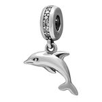 Dolphin Charm 925 Sterling Silver Lucky Charm Animal Charm Ocean Charm for Pandora Charms Bracelet (D)