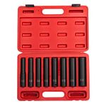 Sunex 2848, 1/2 Inch Drive Impact Socket Set, Extra Long Deep, 8-Piece, SAE, 1/2"-15/16", Cr-Mo Alloy Steel, Radius Corner Design, Dual Size Markings, Heavy Duty Storage Case