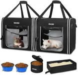 Petskd Portable Double Cat Carrier 2in1 Cat Car Travel Carrier 36x17x17in Dual Large Cat Carrier with Litter Box Pet Travel Carrier for Multiple Cats Soft Collapsible Carrier for Long Distance Travel