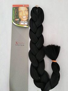 X-Pression 1 Pack Jumbo 82 Inch 165 Grams Original Xpression Premium Synthetic Ultra Braid Kanekalon Crochet Braiding Hair Soft Tangle Free Colour #1B