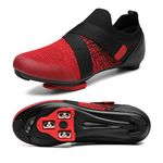 Unisex Cycling Shoes Compatible with Peloton Bike & SPD Indoor Road Riding Biking Bike Shoes with Delta Cleats Included for Men Women, Red, 12 Women/10.5 Men