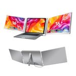 RIITEK 16" Portable Tri-Screen Monitor Extender for 12"-18.5" Laptop Fhd 1080P with Kickstand, USB/Type C compaitbility Compatible with All Mac OS & Windows,1 Year Door Step Warranty