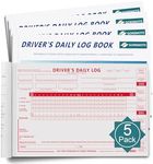 Daily Log Books for Truck Drivers with 7 & 8 Day Recap, 5 Pack, 2-Ply Carbonless, 35 Sets of Forms per Book, 8.5" x 5.5", DOT Paper Driver Log Books for Truckers, Meet FMCSA Requirements