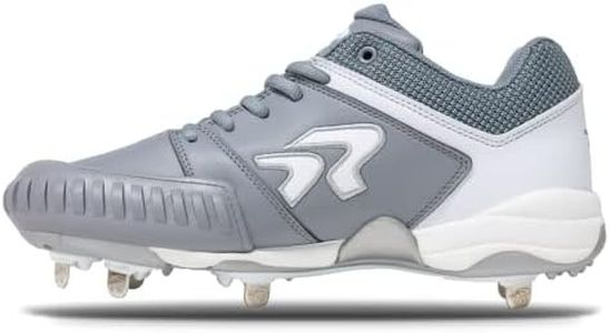 RIP-IT Ringor Flite Metal Softball Spikes with Pitching Toe for Women | Performance, Durability, and Superior Traction | Designed for Female Athletes | Size 7 | Charcoal & White