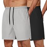 COOFANDY Mens 2 Pack Workout Gym Shorts 7 Inch Running Apparel Quick Dry Fitted Sports Shorts with Zipper Pockets