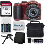 Kodak PIXPRO AZ255 Digital Camera Kit + 32GB Memory Card + Accessories (Red)