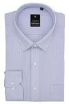 Formal Shirts for Men Regular Fit - Vertical Striped Shirts for Men - Full Sleeve Shirt for Men - 44 Size XXL 2XL Lining Office Mens Shirts - White & Blue Stripes Shirts - Premium Official Gents Shirt