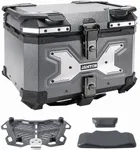 JAMTON 45L Motorcycle Top Case, Aluminum Motorcycle Tail Box Trunk with Universal Base - Anti-scratch Silver