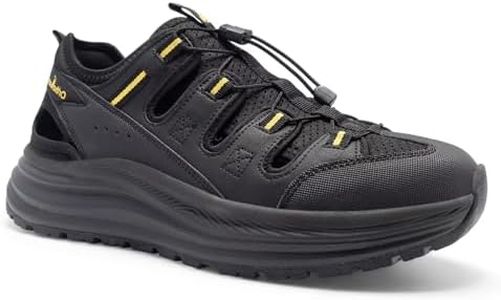 Men's Orthopedic Close Toes Hiking Sandals: Casual Plantar Fasciitis Hook Loop Trekking Walking Shoes, Stylish Ankle Support Orthotics Summer Camping Outdoor Athletic Sport Sandals Black Size 9