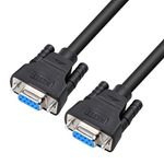 DTech DB9 Female to DB9 Female 3M RS232 Serial Cable Null Modem Cord Cross TX RX line for Data Communication PC Computer (10 Feet, Black)