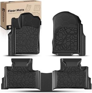 YHTAUTO Automotive Floor Mats TPE Full Set Liners Replacement for 2011-2015 Jeep Grand Cherokee & Dodge Durango Front & 2nd Seat, All-Weather Protection Anti-Slip Custom Fit Car Mats Odorless Carpets