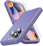 MXX Heavy Duty Made for iPhone 15 pro Max Case with Tempered Glass Screen, Camera Lens Protector 3-Layer Full Body Protection Shockproof Dustproof Cover for 15 pro Max Phone Case 6.7" (Light Purple)