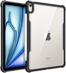 Fintie Hybrid Back Case for iPad Air 11 Inch 2024, iPad Air 5th Generation (2022) / iPad Air 4th Gen (2020) 10.9 Inch - Slim Clear Transparent Back Cover with Shockproof Soft TPU Bumper, Black