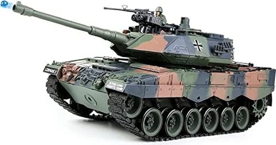 s-idee® Tanque RC S822 German Leopard Militar camuflaje verde 1:18 2.4 GHz Battle Tank con función de disparo