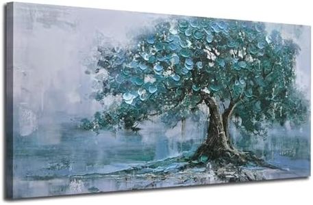 Ardemy Tree Canvas Wall Art Teal Tree of Life Landscape Picture Modern Nature Painting, Abstract Blue Artwork Framed for Living Room Bedroom Bathroom Dinning Room Home Office Wall Decor, 40"x20"