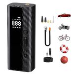 U-VKK Portable Tyre Inflator Air Compressor, 5200mAh Rechargeable Electric Bike Pump 150 PSI Auto-Off with Pressure Gauge Memory, Cordless Tyre Inflator for Car, Motorbikes, Balls, and Bikes