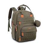 BabbleRoo Diaper Bag Backpack - Baby Essentials Travel Bag - Multi function Waterproof Diaper Bag, Travel Essentials Baby Bag with Changing Pad, Stroller Straps & Pacifier Case – Unisex, Army Green